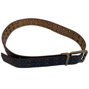 Calvin Klein Brown Leather Double Grommet CK Jean Belt 39".